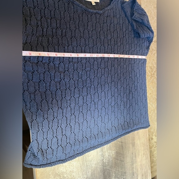 Jones New York Sport Navy Blue Knit Scoop Neck Top Large Petite - Picture 5 of 9